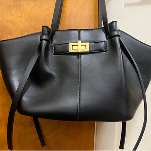 Gina Tricot Faux Leather Shoulder Bag with Straps in Black